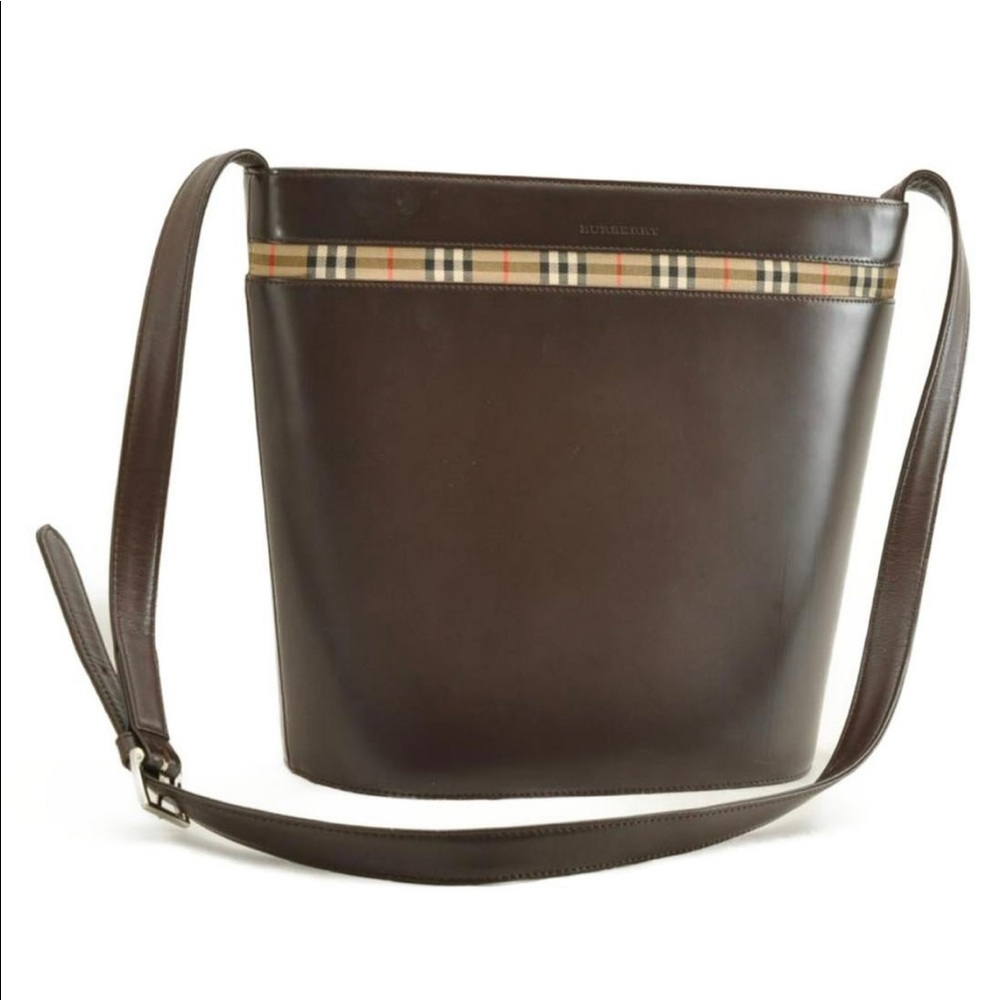 BURBERRY Leather Nova Check Shoulder Bag